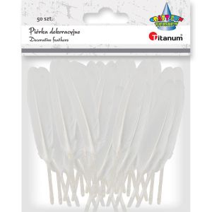 Piórka dekoracyjne Titanum Białe, 50szt